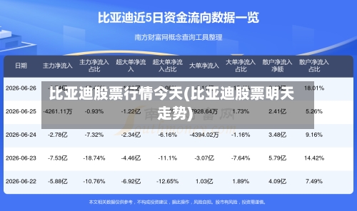 比亚迪股票行情今天(比亚迪股票明天走势)