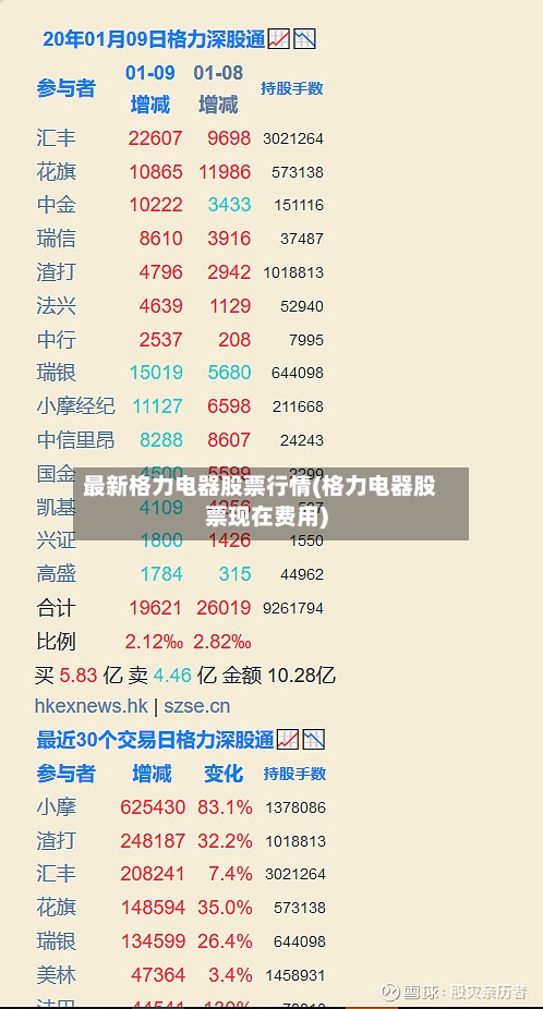 最新格力电器股票行情(格力电器股票现在费用)