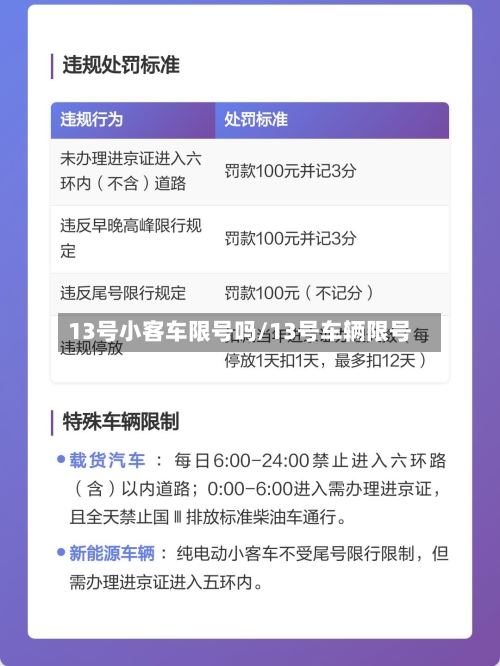 13号小客车限号吗/13号车辆限号-第3张图片