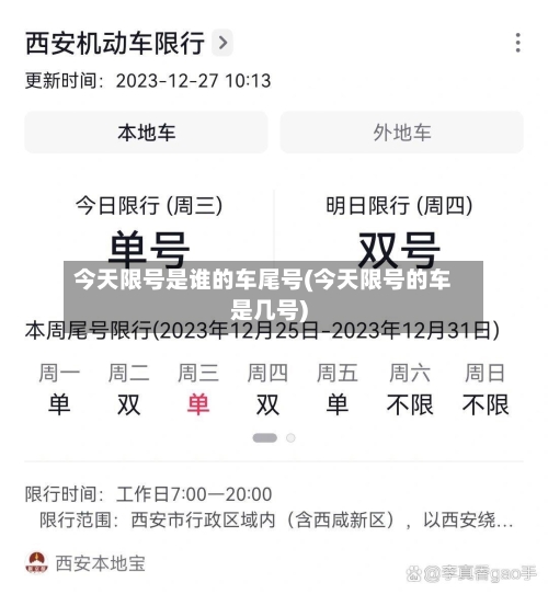 今天限号是谁的车尾号(今天限号的车是几号)