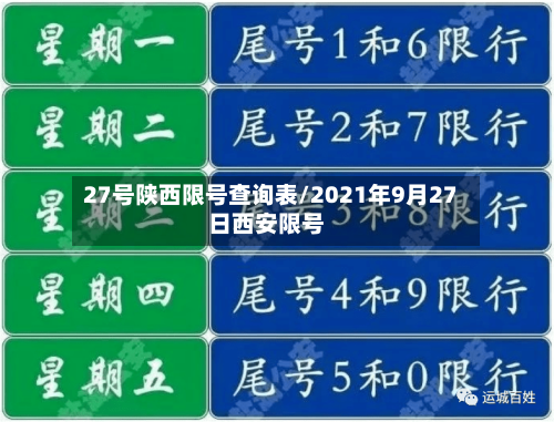 27号陕西限号查询表/2021年9月27日西安限号-第2张图片