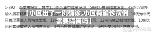 【小区出了一例确诊,小区有确诊病例需要隔离吗】-第2张图片