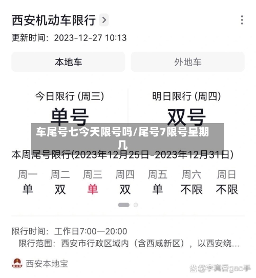车尾号七今天限号吗/尾号7限号星期几