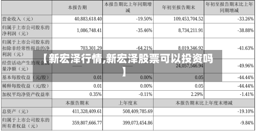 【新宏泽行情,新宏泽股票可以投资吗】